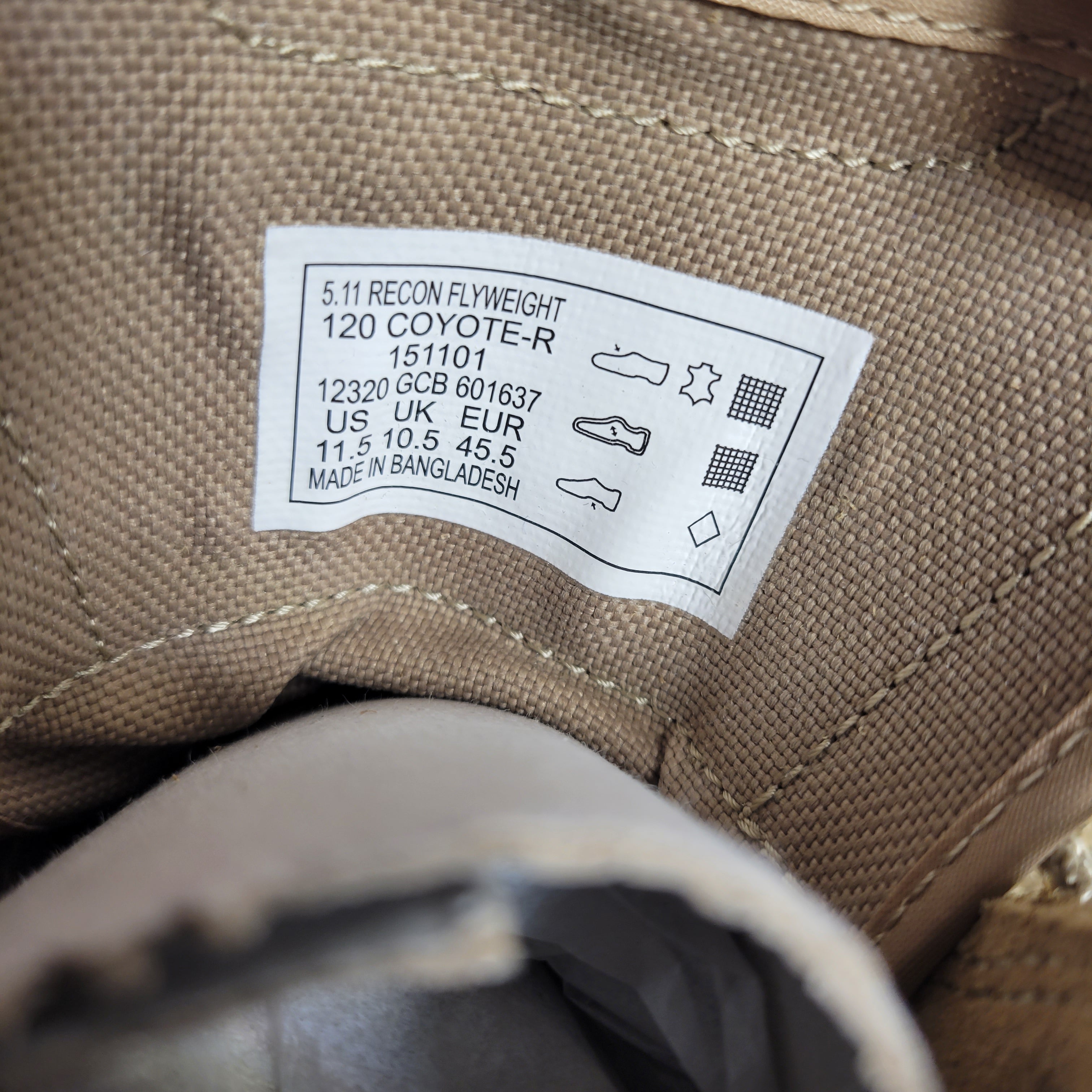 5.11 Recon Flyweight Tactical Boots 151101, Coyote 11.5 (8012153225454)